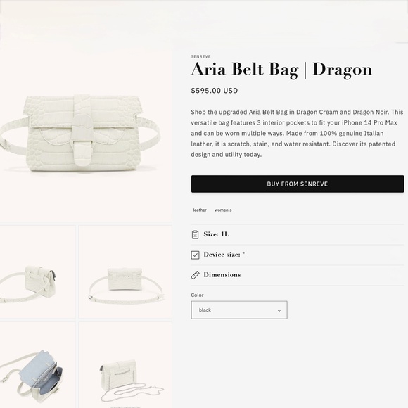 Senreve Aria Cream White Dragon Croc Embossed Belt Bag / Crossbody Bag NWT - Picture 4 of 7